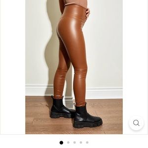 Delilah vegan high waist pleather leggings cognac NWT